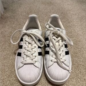 Adidas White and Black Superstar Platform sneakers